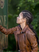 Christian-Serratos-The-Walking-Dead-Brown-Jacket